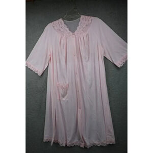 Shadowline Vintage Women's Nightgown-Size Medium-3/4 Sleeves-Button Up